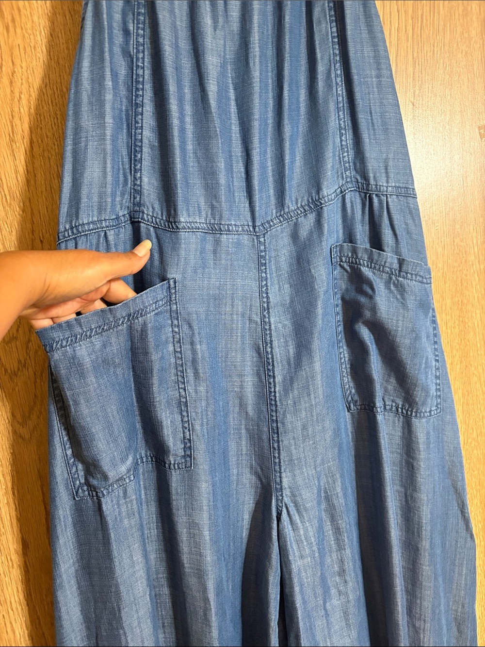NATURAL LIFE Blue Wide-Leg Chambray Jumpsuit - Picture 5 of 13